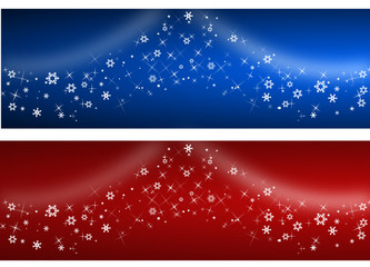 Fototapeta na wymiar Banner Boże Narodzenie z gwiazdami i płatki śniegu
