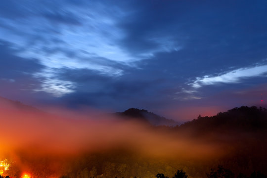 Mountain misty sunrise
