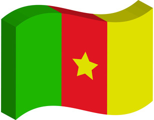 Flagge Kamerun, wehend, Stein