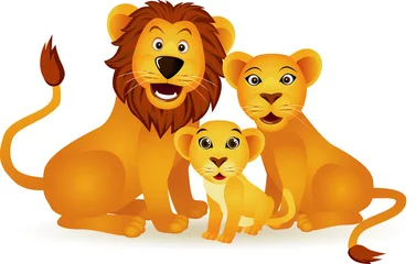 Papier Peint Lavable Zoo Famille de lions