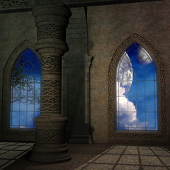 magic window in a fantasy setting. 3D rendering of a fantasy the