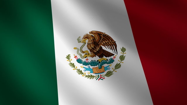 Bandera de México ondulante al viento. Bucle continuo