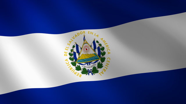 Bandera de El Salvador ondulante al viento. Bucle continuo