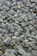 large stack mountain of cobble stone