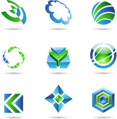 Obraz premium Abstract blue and green Icon Set 20