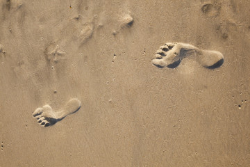 footprints at the beach