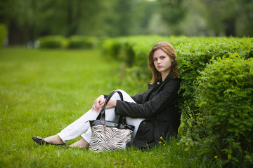 Woman at autumn park