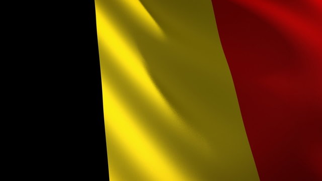 Bandera de B&eacute;lgica ondulante al viento. Bucle continuo
