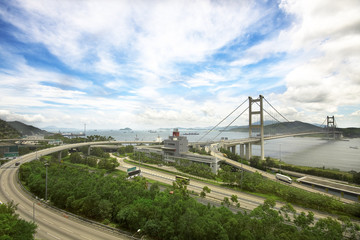 Fototapeta premium Tsing ma bridge in Hong Kong