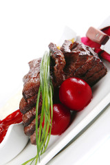 served sectioned beef meat