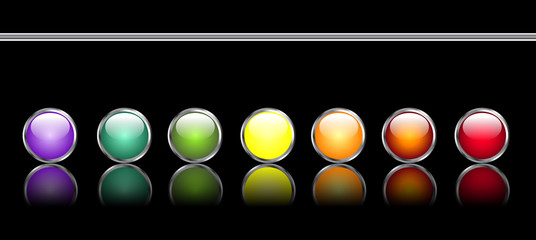 Glossy web buttons with metal edge set - Vector