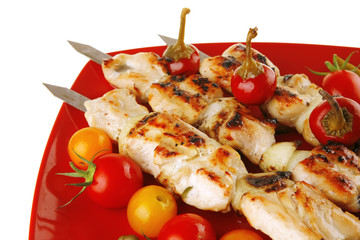 chicken shish kebab with vegetables