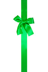 green vertical ribbon with bow