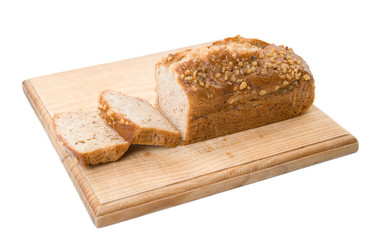 cake on board isolated on white