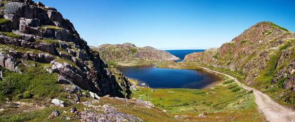Fototapeta na wymiar Blue lake in great mountain