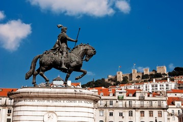 King Joao I at Figueiroa Square, and St. Jorge castle