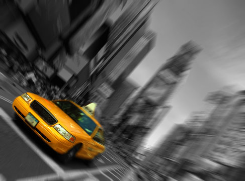 New York City Taxi, Blur focus motion, Times Square © UTBP