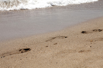 Foot steps on the beach