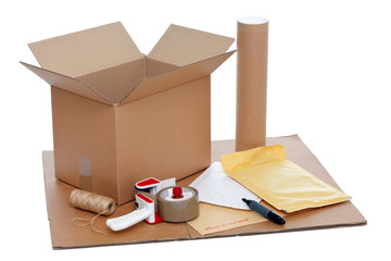 Packaging items isolated on a white background