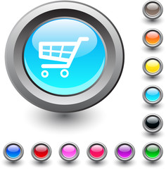 Shopping cart  round button.