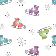 winter elements, Schlittschuhe, Eis, Schnee, Schneeflocken