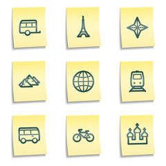 Travel web icons set 2, yellow notes series