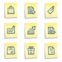Shopping web icons set 1, yellow notes series