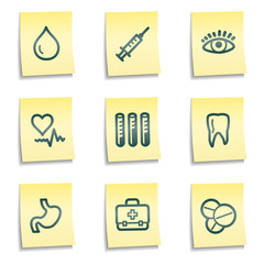 Medicine web icons set 1, yellow notes series