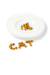 Pet food isolated on white