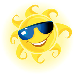 Soleil avec lunette - Sun with Sunglasses - obrazy, fototapety, plakaty