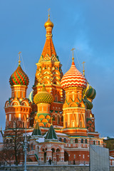 Fototapeta na wymiar Saint Basil's cathedral at sunset, Moscow, Russia