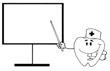 Fototapeta premium Doctor Tooth Shows A Pointer On A Board