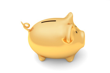 tirelire cochon doré vue coté plongée