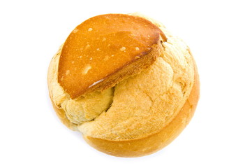 Delicious Italian bread on white background