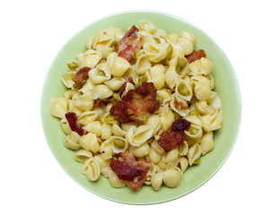 bacon pea pasta shells