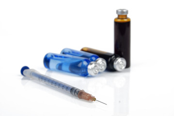 syringe and vials