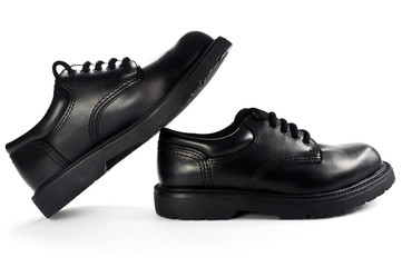 Black men's leather shoes.