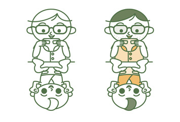 おむつ替えをする眼鏡パパ