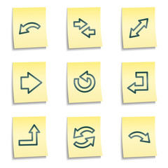 Arrows web icons set 1,  yellow notes series