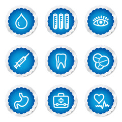 Medicine web icons set 1, blue stickers series
