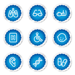 Medicine web icons set 2, blue stickers series