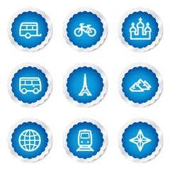 Travel web icons set 2, blue stickers series