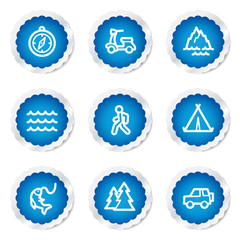 Travel web icons set 3, blue stickers series