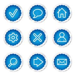 Basic web icons, blue stickers series