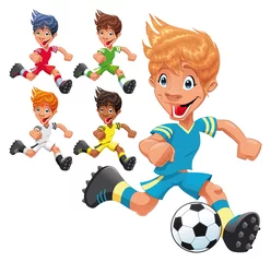 Wandcirkels plexiglas Soccer Players. Cartoon and vector sport characters. © ddraw
