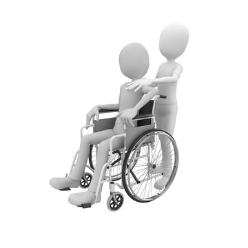 3d man with wheel chair