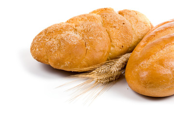 Fresh bread with ears of wheat