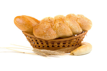 Fresh bread with ears of wheat