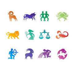 Colorful zodiac signs - obrazy, fototapety, plakaty