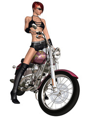 Fototapeta na wymiar Sexy biker girl and her bike